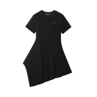 FILA FUSION斐乐潮牌女子针织连衣裙2026夏季新款不规则下摆裙子