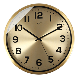 TQJ轻奢黄铜静音挂钟客厅卧室温创意日历钟家用音乐报时钟挂墙表