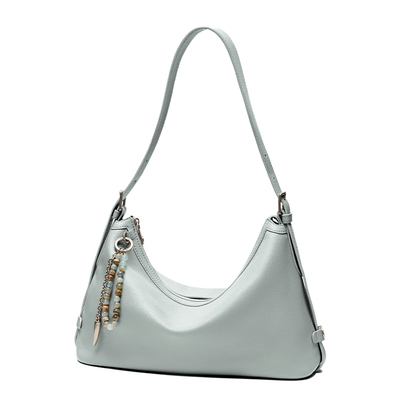 直见一撇小糯hobo小号单肩头层奶牛皮斜挎黑色通勤腋下饺子女包包