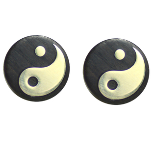 与木成说 中国风太极耳钉 阴阳鱼檀木纯银国潮男士无耳洞磁吸耳夹