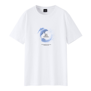 TEEK速干短袖t恤男夏季新款 小众潮流鲸鱼印花大学生百搭冰丝上衣