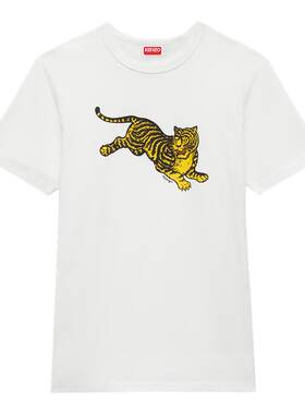 KENZO 26秋冬新品 男女同款老虎图案修身版型休闲T恤衫