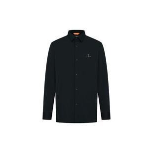 比音勒芬春季休闲简约衬衣花纱纹理轻薄长袖翻领衬衫男士