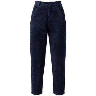 清仓白色灯芯绒女裤加绒加厚裤子女新款秋冬九分萝卜裤哈伦条绒裤