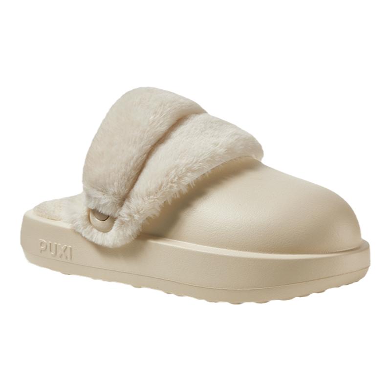 朴西松饼防水棉拖鞋女冬季居家室内保暖可拆卸毛绒拖鞋厚底可户外