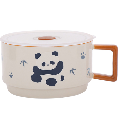 cookzone陶瓷复古带盖泡面碗