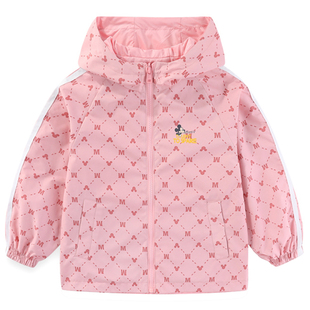 正品迪士尼童装女童三合一登山服儿童双面穿外套男童春秋季两件套