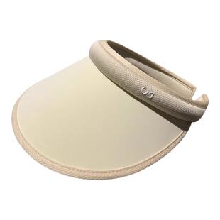 uv防紫外线遮阳防晒帽简约字母空顶帽子女百搭户外遮脸大檐太阳帽