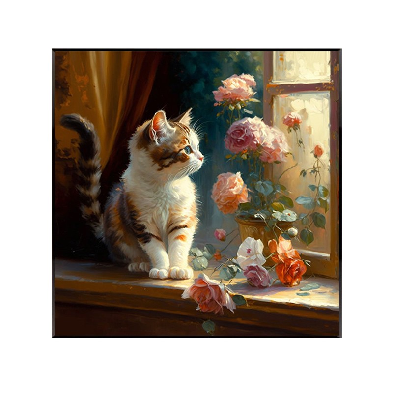 小猫咪钻石画方钻小幅满钻十字绣