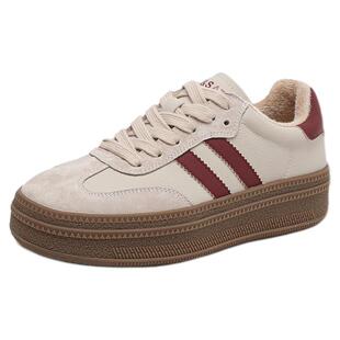 星期六厚底德训鞋女款2025冬季板鞋加绒棉鞋平底休闲运动休闲鞋爆