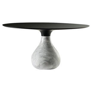 意式轻奢水滴形餐桌罗奇堡别墅大理石旋转餐台高级感餐厅圆形桌子