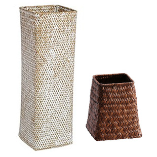 海草编干花花筒落地竹编花桶插花配件鲜花瓶婚庆家居拍摄道具大小