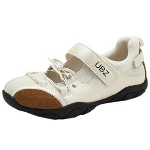 UBZ 魔术贴玛丽珍运动鞋女2026新款春百搭平底时尚芭蕾法式小单鞋