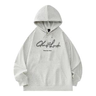 TAJN潮牌复古连帽卫衣男秋冬新款美式懒惰风重磅宽松印花字母上衣