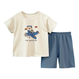 儿童家居服套装薄1-3岁宝宝睡衣夏季纯棉a类分体男童女童短袖童装