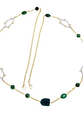 AB镀真金男女几何镂空项链镶钻