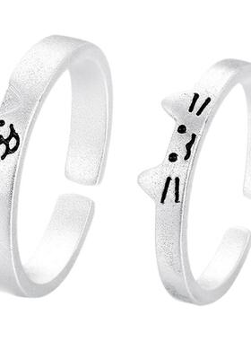 猫狗戒指999足银定制闭口戒指