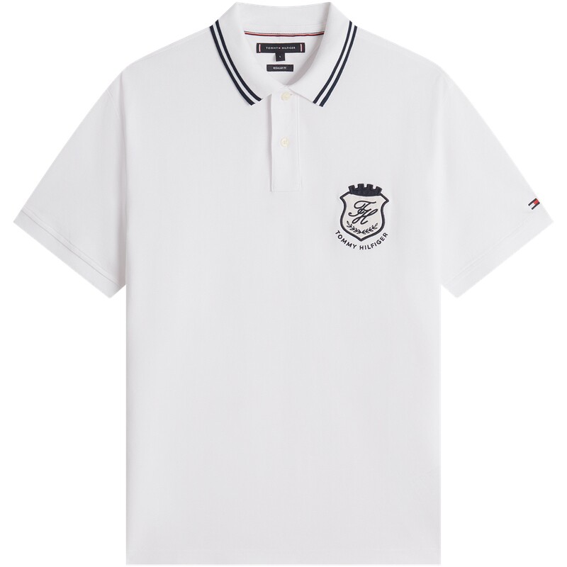 Tommy男装珠地网眼刺绣镶边POLO