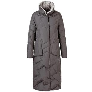 名师路羽绒服女款新款白鸭绒长款立领不对称长袖直筒简约