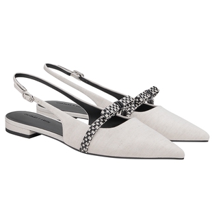 CHARLES＆KEITH26夏新款CK1-70920223尖头平底蝴蝶结后空凉鞋单鞋