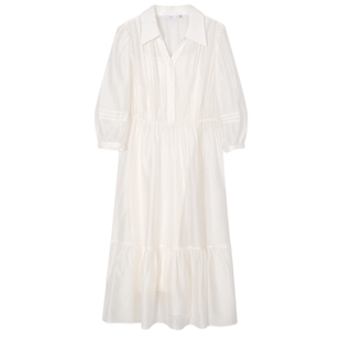 伊芙丽天丝白色连衣裙女法式气质精致天丝仙女裙夏季海边度假长裙