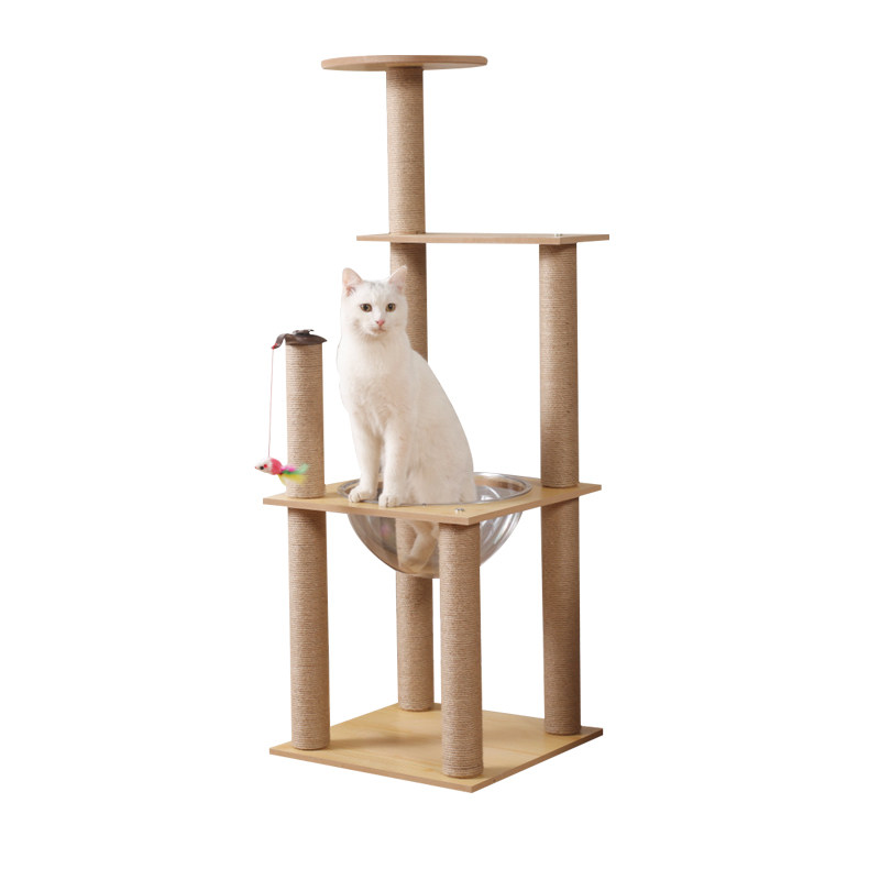 猫架一体实木太空舱剑麻抓板