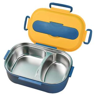 304不锈钢饭盒学生2格保温便当盒可微波炉加热密封防烫上班族餐盒