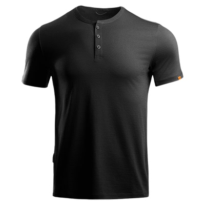 龙牙秘之风羽PRO美丽诺羊毛圆领短袖T恤夏季透气通勤上班黑色简约