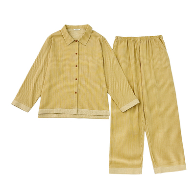 100%纯棉双层纱格子睡衣情侣款