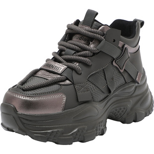 大东官方黑色老爹鞋女款2026新款春季显脚小厚底增高鞋休闲运动鞋