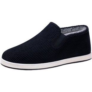 老北京布鞋男款冬季加绒加厚棉鞋中老年男鞋手工千层底男士保暖鞋