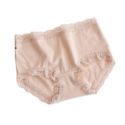 内裤女中腰包臀纯棉裆无痕蕾丝边舒适大码胖mm少女日系三角裤夏季
