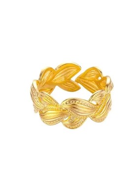 SMGI/送礼金色指环古法足金999女