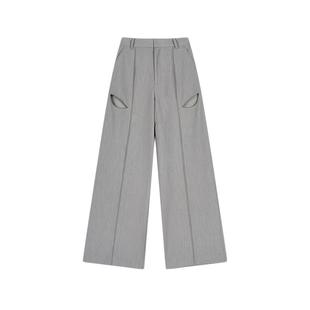 SLY 2025夏季新品设计感镂空宽松西裤中线休闲裤女030ISR31-1511