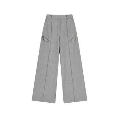 SLY 夏季新品设计感镂空宽松西裤中线休闲裤女030ISR31-1511