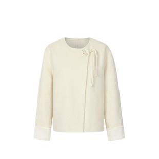 GCRUES商场同款双面呢外套女短款秋冬气质绵羊毛大衣 G09D12A0552