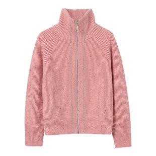 糖皮出品 如梦之梦 特制纯羊毛点子纱线 粉色高领拉链毛衣外套