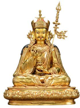 全鎏金莲花生大士铜像摆件