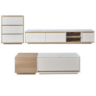 全友家居原木风茶几电视机柜子组合客厅家用小户型储物收纳边柜