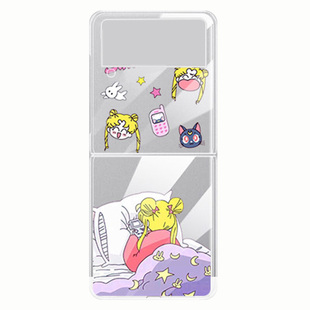 适用于三星zflip3手机壳新款透明硬壳zflip折叠轻薄全包防摔f7070保护套创意个性5g动画少女专用f7000可爱男