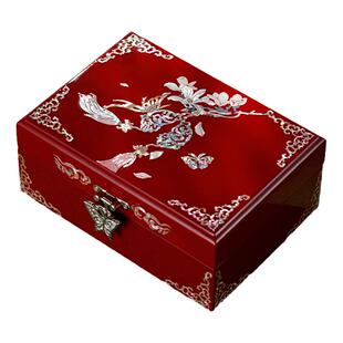 锦贝传说螺钿漆器首饰收纳盒2024高档三五金实木质复古典结婚礼物