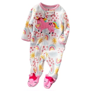 外贸童装春秋冬摇粒绒长袖包脚连体衣早产儿哈衣宝宝爬服婴儿衣服