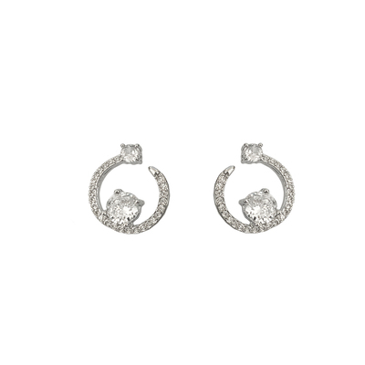 FRIDAY JEWELRY锆石微镶精致小巧气质百搭星月小耳饰耳环耳钉银针