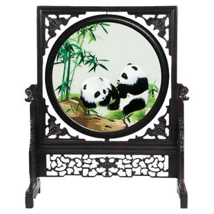 双面苏绣中式苏州刺绣兰花双面绣手工成品画小台屏摆件客厅工艺品