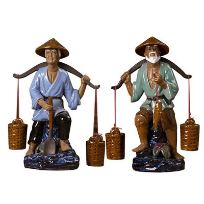 美吔陶瓷长辈送礼渔婆大利摆件