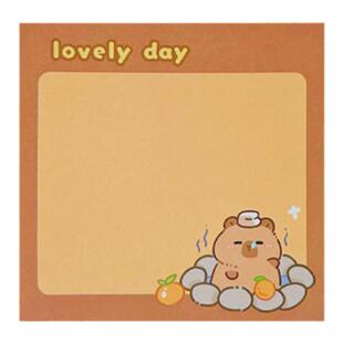 卡皮巴拉便签纸可撕卡通豚鼠可爱小本子无粘性正方形高颜值初中生专用错题便利贴留言记事水豚自粘便贴纸办公