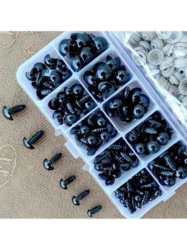 100pcs 6-24mm Black Plastic Safety Eyes For Toys Doll Craft
