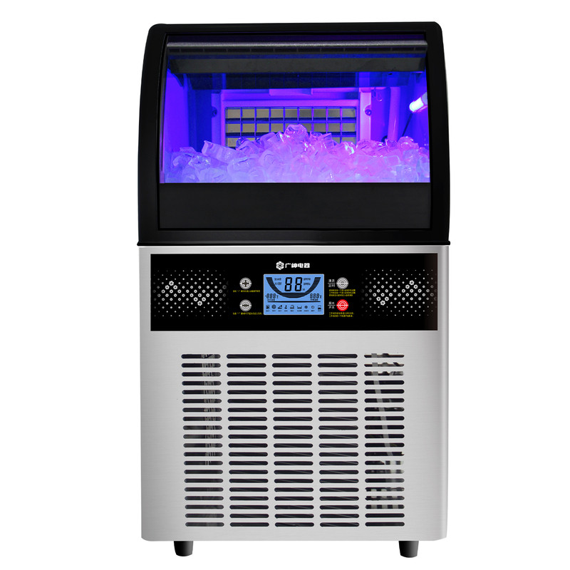 广绅制冰机商用小型奶茶店80/100/200kg全自动大型方冰块制作机器