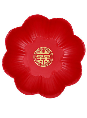 结婚简约红色轻奢塑料果盘
