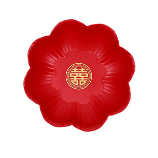 结婚红色果盘喜糖盘子婚礼客厅喜字茶盘订婚敬茶托盘婚庆用品大全